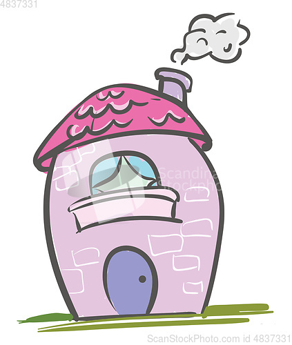 Image of A pink house vector or color illustration