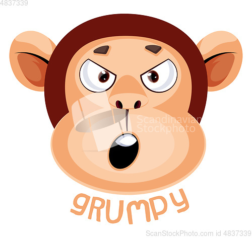 Image of Monkey is feeling grumpy, illustration, vector on white backgrou