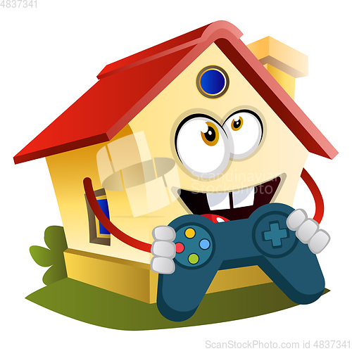 Image of House is playing games, illustration, vector on white background