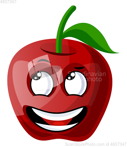 Image of Happy red apple illustration vector on white background