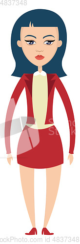Image of Girl in red outfit illustration vector on white background