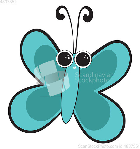 Image of Portrait of a blue butterfly vector or color illustration