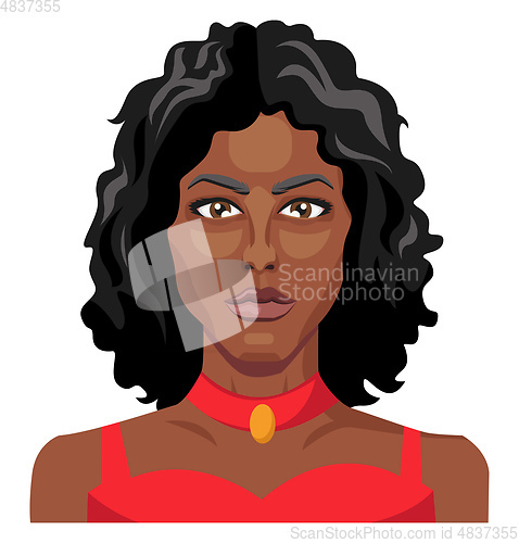 Image of African girl wearing red dress illustration vector on white back