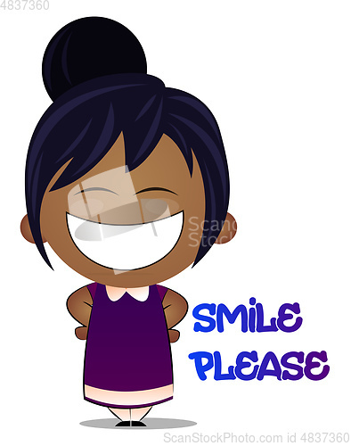 Image of Little girl is smiling, illustration, vector on white background