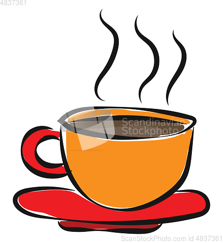 Image of Evening coffee time/Coffee cup with steaming hot coffee vector o