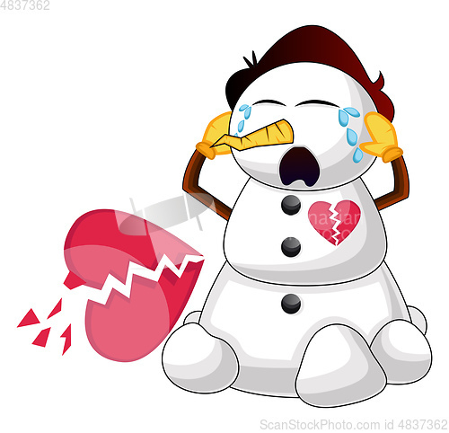Image of Broken snowman illustration vector on white background