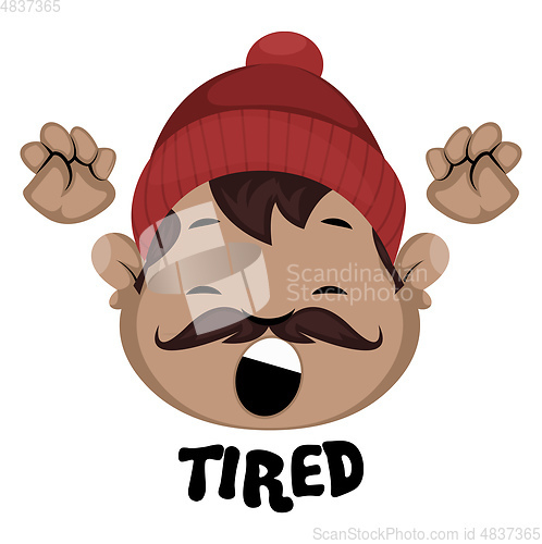 Image of Man is feeling tired, illustration, vector on white background.