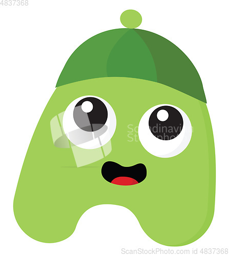 Image of A green monster with green hat vector or color illustration