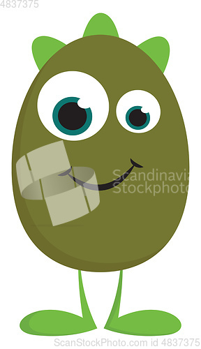 Image of A cute green monster with three horns vector or color illustrati