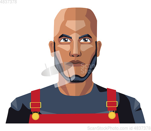 Image of Bald worker with a beard illustration vector on white background