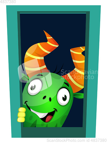 Image of Monster looking through the window, illustration, vector on whit