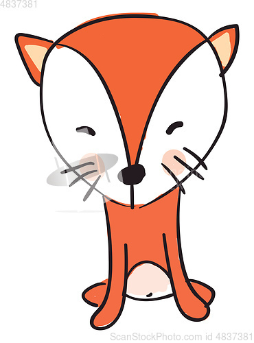 Image of sitting fox vector or color illustration