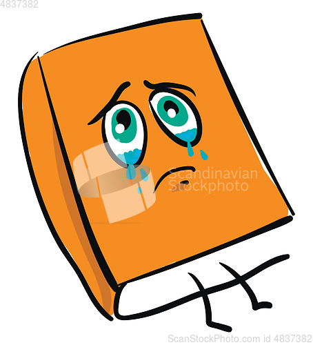 Image of Emoji of a crying orange book vector or color illustration