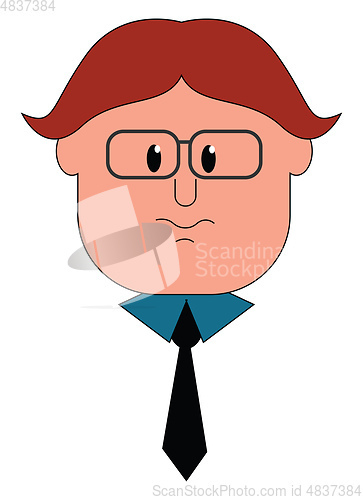 Image of Man with black tie vector or color illustration