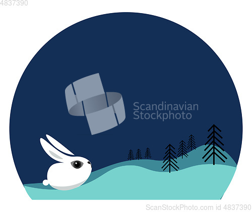 Image of Clipart of a beautiful white-colored arctic hare vector or color