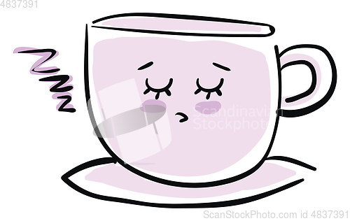 Image of Sleeping coffee cup vector or color illustration