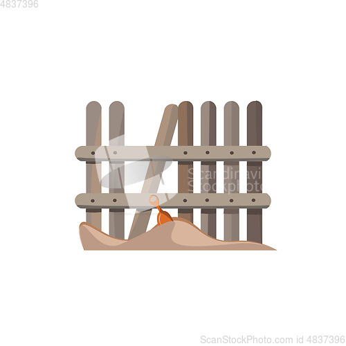 Image of Fence along beach vector or color illustration