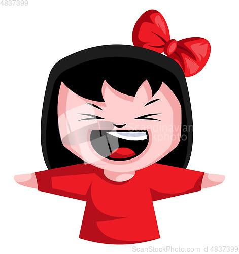 Image of Little girl is ready for a hug illustration vector on white back