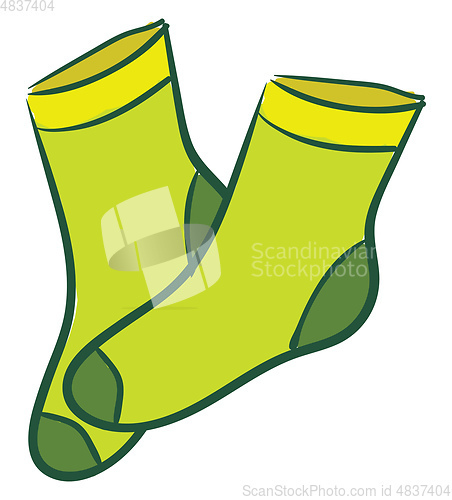 Image of A pair of green socks vector or color illustration