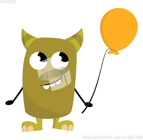 Image of Monster with balloon vector or color illustration