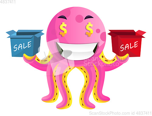 Image of Octopus with sale signs illustration vector on white background