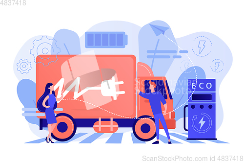 Image of Electric trucks concept vector illustration.