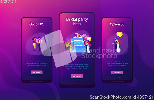 Image of Wedding party app interface template.