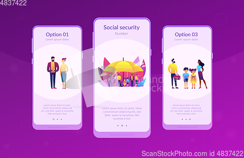 Image of Social insurance app interface template.