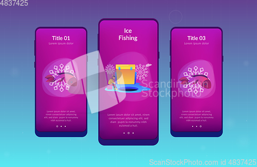 Image of Ice fishing app interface template.