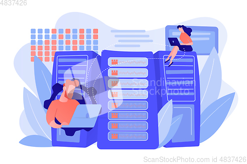 Image of Big data storage concept vector illustration.