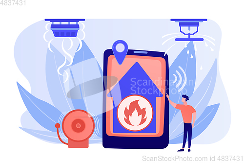 Image of Fire alarm system concept vector illustration.