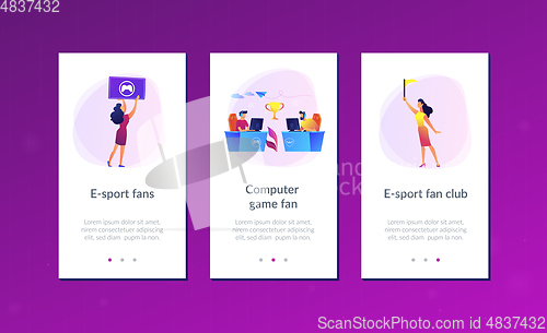 Image of E-sport fans app interface template.
