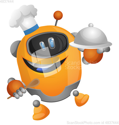 Image of Robotic chef illustration vector on white background