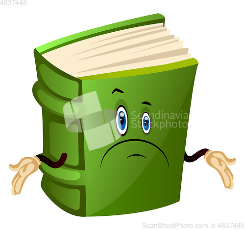 Image of Green book is confused, illustration, vector on white background