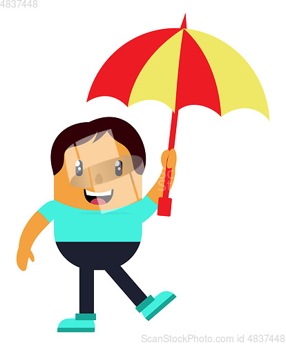 Image of Man with umbrella, illustration, vector on white background.