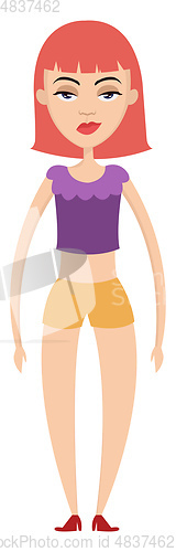 Image of Girl in red shoes illustration vector on white background