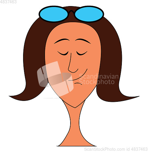 Image of Girl wearing glasses on top of her head 