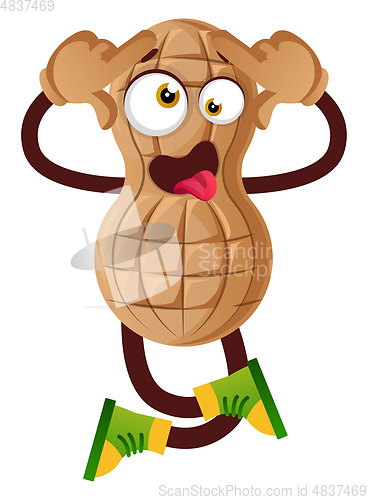 Image of Peanut is crazy, illustration, vector on white background.