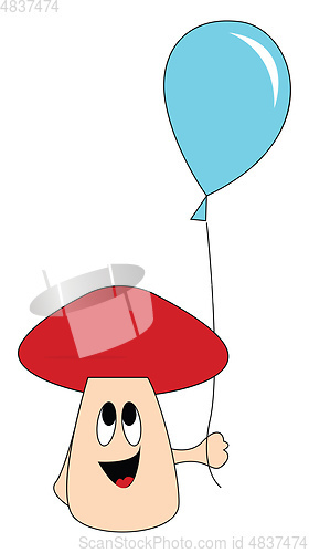 Image of Mushroom holding a baloon illustration vector on white backgroun