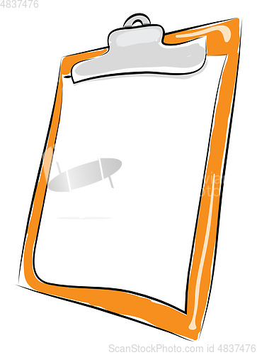 Image of Yellow folder clipboard with paper illustration vector on white 