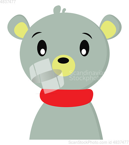 Image of A cute little blue bear with scarf vector or color illustration