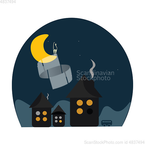 Image of Cat on the moon vector or color illustration