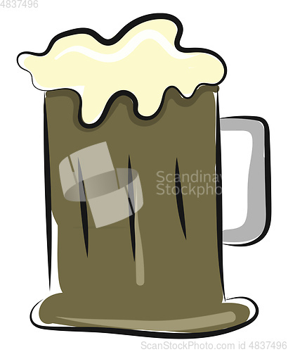 Image of Painting of a cup filled with beer vector or color illustration