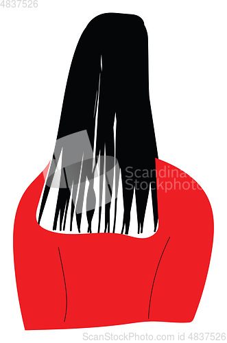 Image of Red sweatered girl with black hair illustration vector on white 