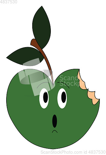 Image of Bitten green apple vector illustration 