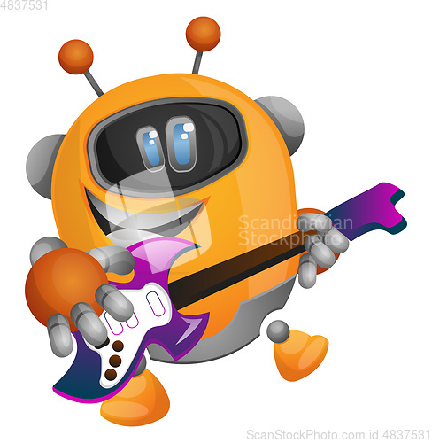 Image of Robot playing guitar illustration vector on white background