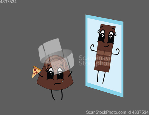 Image of A sad chocolate vector or color illustration