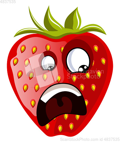 Image of Affraid strawberry face illustration vector on white background