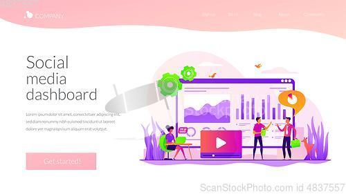 Image of Social media dashboard landing page template