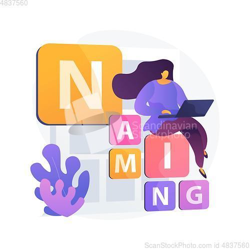 Image of Naming company strategy vector concept metaphor.
